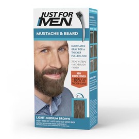 Just For Men Mustache & Beard Brush-In Color Gel, Light-Medium Brown, Package may vary