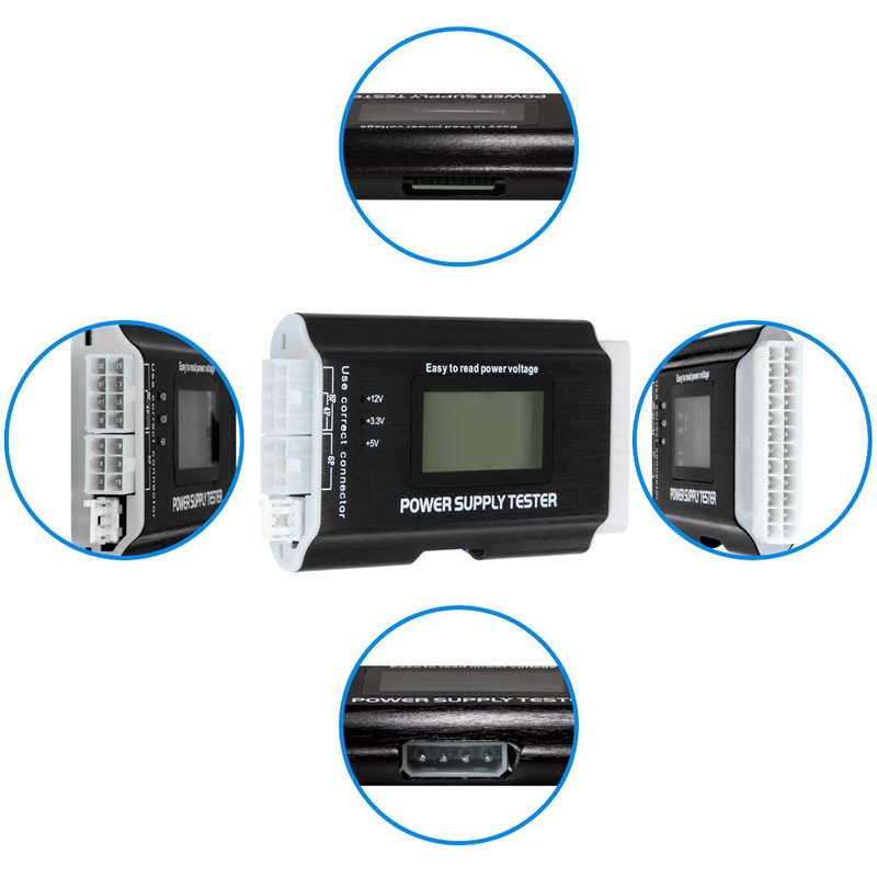 Kingwin PC Computer Power Supply Tester, Digital LCD Screen, ATX/ITX/IDE/HDD/SATA/BYI