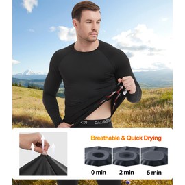 Dalavch 5 Pack Men's Compression Shirts Long Sleeve Athletic Workout Sports Undershirt Base Layer Top for Winter 2 Black 1 White 1 Gray 1 Blue Large