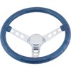 13 Inch Blue Metalflake 60s Style Steering Wheel, 3-1/2 Dish