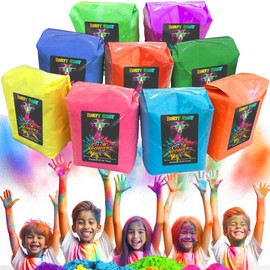 Color Run Powder. Bulk Pack. 3 Lbs Each. Non Toxic Holi Colored Powder for Color Wars, Festivals & Summer Camp Parties. 27Lb, 9 Packets.
