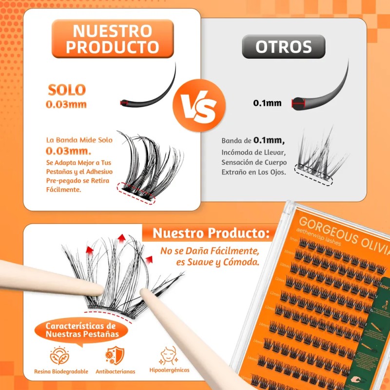 88 Piezas Pestañas Adhesivas Con Cinta Autoadhesiva