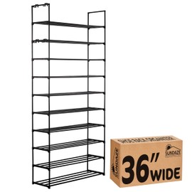 Sundaze Shoe Rack - 10 Tier Metal Shoe Rack for Front Door Entrance, Sturdy Tall Shoe Organizer for Closet, Bedroom, Entryway, Garage, Black Metal Shoe Shelf, Holds Up to 50 Pairs