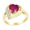 AFFY Heart Shape Simulated Ruby & White Cubic Zirconia Heart