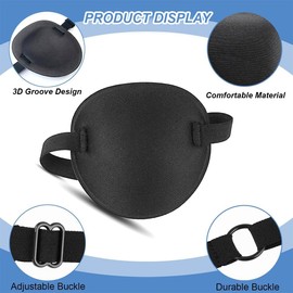 COYUN Pack of 4 Eye Patches, Medical Eye Patches for Adults and Children, 3D Adjustable Eye Patch, Pirate Eye Patches for Left or Right Eyes, Amblyopia, Recovery Phase After (Black)