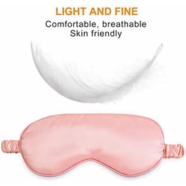 Sleep Eye Mask with Elastic Strap Headband Lightweight Comfortable Soft Silk Like for Men Women Traveling (Black, One Size)