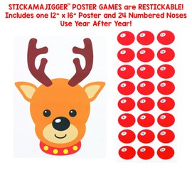 Stickamajigger Stick the Red Nose on the Reindeer Poster Game - Restickable Reusable