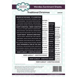 Creative Expressions Wordies Sentiment Sheets-Traditional Christmas, Black and White, A5