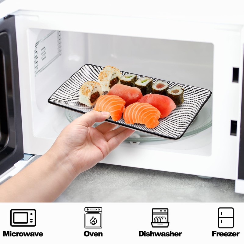 Pumtus 8 Pcs Sushi Plate Set, Ceramic Sushi Serving Set