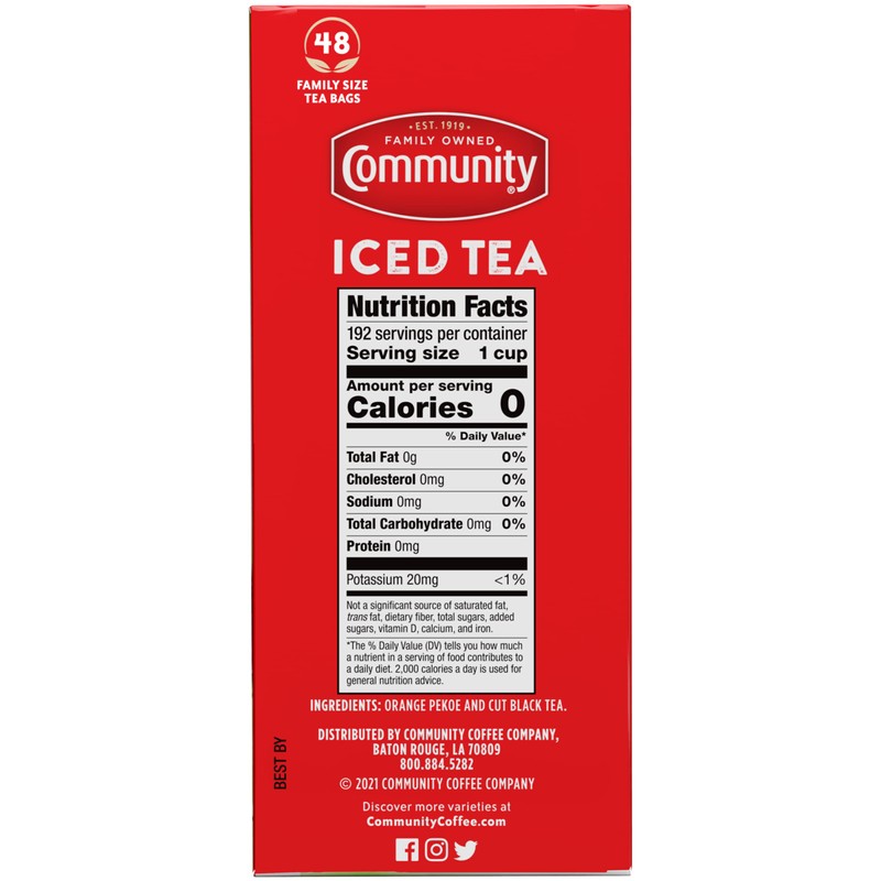Community Coffee Signature Iced Tea, 48 Family Size Tea Bags,