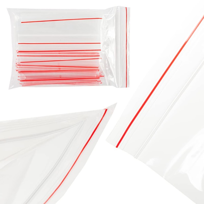 Pakomat Zip Bags, Pack of 100, Transparent Zip Pockets, Snap