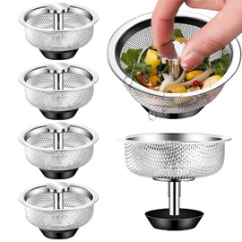 VVYY8985 Paquete de 4 Coladores de Fregadero de Cocina,Colador de Fregadero de Cocina de Acero Inoxidable,Colador de Drenaje de Malla con Asa,Drenaje Antiobstrucción (Silver)
