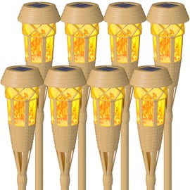 Evelynsun Solar Outdoor Lights – Solar Torch Lights with Flickering Flame for Garden Decor, Waterproof Solar Garden Lights, Outdoor Patio & Pathway Yard Decorations with Flame Torches - 8 Pack