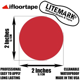 LiteMark Small Size Stickers, Removable Vinyl Dots, Matte Finish Circle Stickers, Round Decals for Classroom Floor Spots, Tables, Playroom Wall, and Event Marking - (2 Inch, Red, 80 Pcs)
