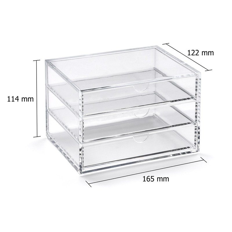 Osco Clear Acrylic Container with 3 Drawers, clear m
