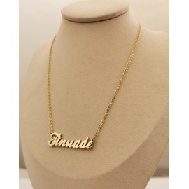 Dancing Wolf 18k Gold Plated Momsmy Name Necklace Stainless Steel Nameplate Necklaces Jewelry for Womens Moms