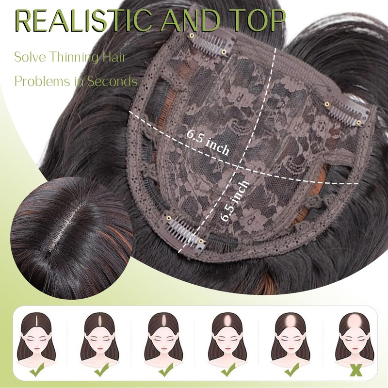 QINGHUACI Hair Topper 18 Inch Synthetic Curly Wavy Clip in