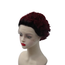 Ombre 99J Short Curly Lace Front Wigs Human Hair Wig 180% Density Pixie Wigs for Black Women Glueless Wigs for Black Women