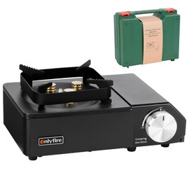 ONLYFIRE Portable Camping Stove with Carrying Case, 4000W Power Butane Stove 3 Burners, Backpacking Camp Stove for Camping, Hiking, RV Trip and Emergency, Black GS336BK