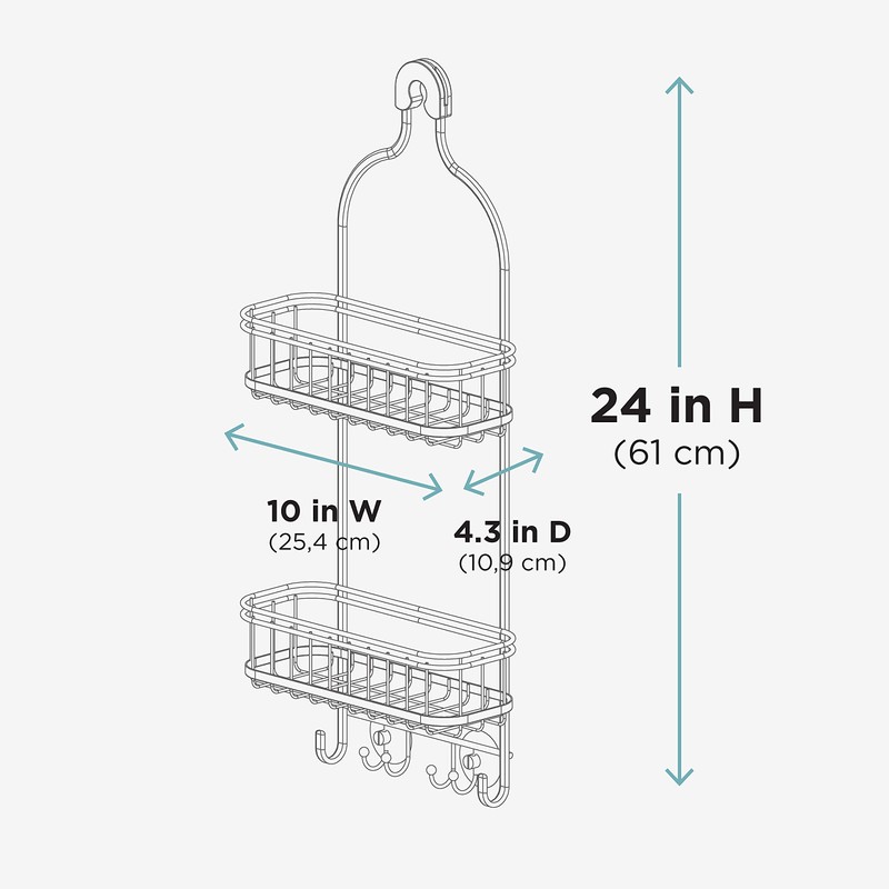 Zenna Home Shower Caddy Hanging Bathroom Organizer, Steel Shower Rack