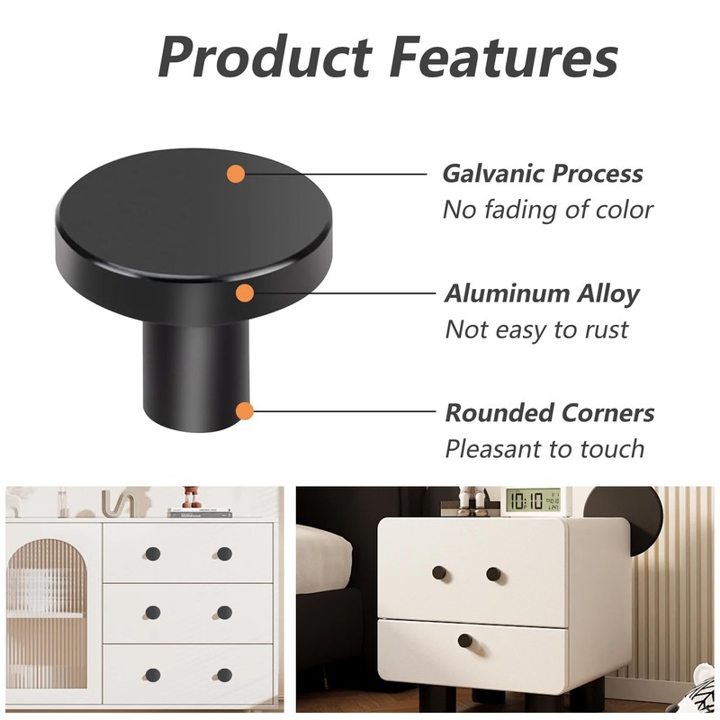 YSDMY 12 Pcs Black Cupboard Knobs,Black Door Knobs Cupboard Handles