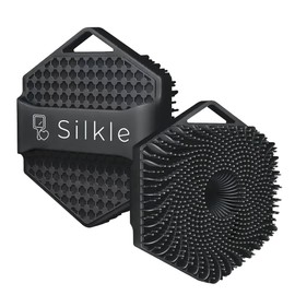 SILKLE Silicone Body Scrubber - Exfoliating Bath Brush and Skin Cleanser - Shower Sponge for Gentle Body Scrub and Wash - Silicone Scrubbing Care Tool for a Refreshed and Renewed You - Black