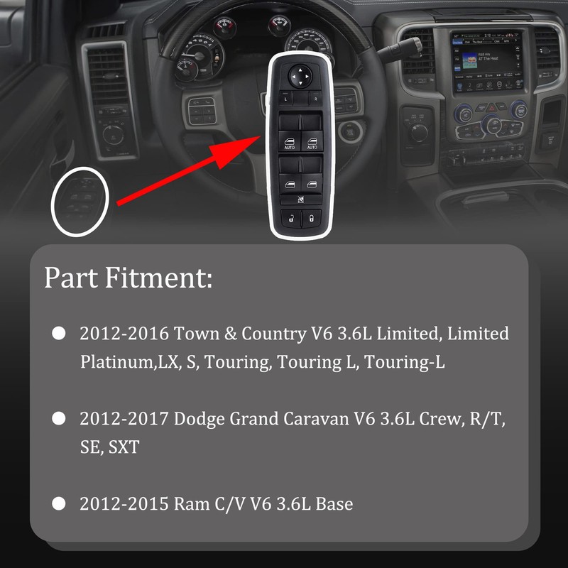 Master Power Interruptor de ventana para Chrysler Town & Country