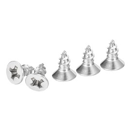 DTGN 100Pcs M3.5x8mm Flat Head Wood Screws, 304 Stainless Steel Phillips Self Tapping Screws - Good for Woodworking, Furniture - Silver