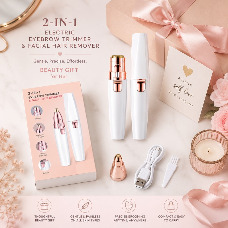 2-in-1 Electric Eyebrow Trimmer for Facial Grooming – USB Rechargeable