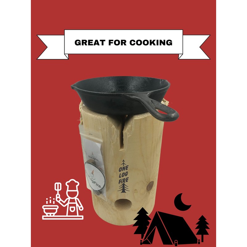 One Log Fire Portable Campfire Grill,100% All Natural Swedish Fire