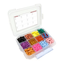 12 Compartment Large Pill Case with Airtight Seal - Silicone Gasket Waterproof Med Box with Medication Map (12 Compartment, 1 Pack)