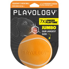 Playology Squeaky Dog Toy | Durable Rubber Interactive Dog Ball | Cheddar Cheese Scented Fetch Ball for Large Dogs | Floating Dog Toy Made from Non Toxic Materials