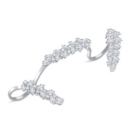 Aprilery Silver Statement Palm Ring, Plated CZ Cubic Zirconia Crystal Cocktail Rings Full Fingers Adjustable Size Bracelet Jewelry Rings Gifts for Women