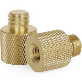 Standard 1/4"-20 Female to 3/8"-16 Male Threaded Reducer Screw Adapter (Brass) Precision Made (2 Pack)