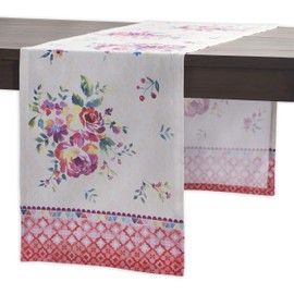 Maison d' Hermine Tablerunner 100% Cotton Decorative Easter Tablerunners Washable Table Runner for Home, Wedding, Restaurant, Buffet Party & Camping, Rose Garden - Spring/Summer (37cm x 180cm)