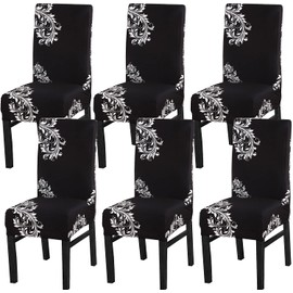 Yiaizhuo Chair Covers for Dining Room Set of 6 Pack Slipcovers High Back Chairs Cover Stretch Slipcover Black Wing