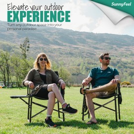 SUNNYFEEL Oversized Camping Directors Chair 2 Pack, Portable Folding Lawn Chairs for Adults Heavy Duty with Side Table,Pocket for Beach, Fishing,Picnic,Concert Outdoor, Foldable Camp Chairs