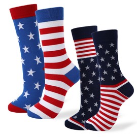 BOARDFEB 2 Pairs American Flag Socks,4th July Patriots Middle Sock,Star and Stripe Patriotic Freedom Day Gifts,Funny Wedding Gift Sock for Men Women