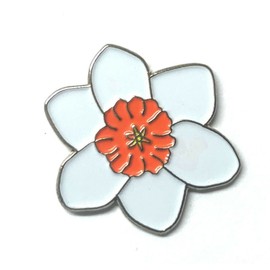 GBJUK White Daffodil Flower Pin Lapel Badge with Butterfly Clasp Back