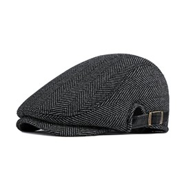 YAMEIZE Classic Flat Cap Men Warm - Newsboy Hat Boy's Baker Flat Cap Ivy Herringbone Cap Cabbie Beret Retro Peaky Cotton Outdoor