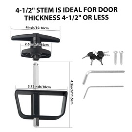 Shed Door Latch T-Handle Lock Kit with 5 Keys,BTEOBFY Set 4½" and 5½" Stem Storage Barn Shed Door Hardware Lock Set for Playhouses, Chicken Coops,Camper (Black)