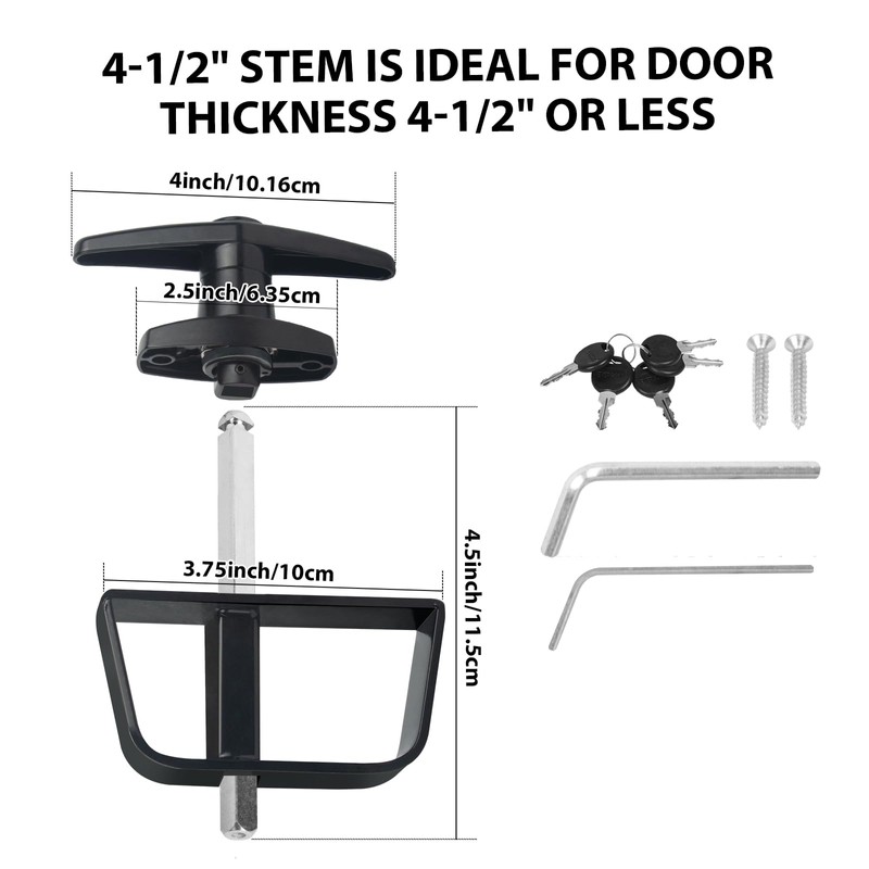 Shed Door Latch T-Handle Lock Kit with 5 Keys,BTEOBFY Set