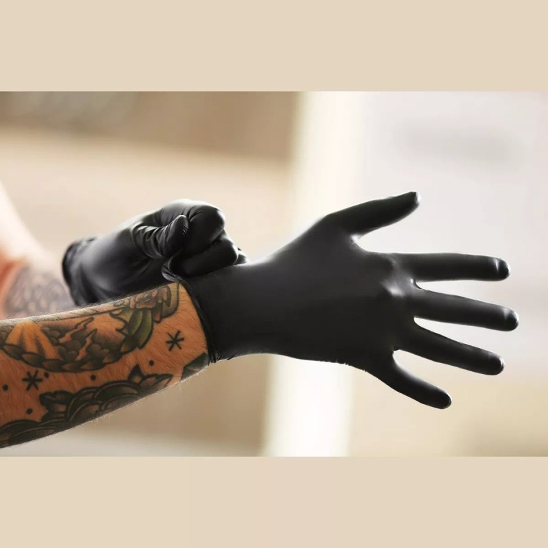 Lobo Caja De Guantes Vinil Negro 50pz Estética,barberia Talla Med