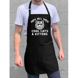 ApronMen, Cool Cats and Kittens Adjustable BBQ Apron for Men, Blue, One Size