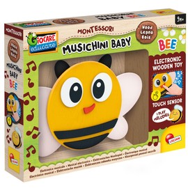 Lisciani Montessori Baby Wood Music: Bee Musical Educational Toy Made of Wood for Babies from 9 Months - Light and Sound - Electronic Toy with Touch Sensors - Promotes Auditory Memory