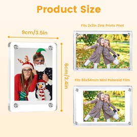 Adboros 24 Pack Polaroid Magnets Frame for Refrigerator, Acrylic Fridge Magnetic Picture Frame, 2.36x3.54 Inch Round Corners Mini Photo Frame, Wallet Size Transparent Display Frame