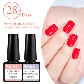 MTSSII Nail Dehydrator and Primer Kit, 6 Pcs Acid Free Professional Natural Nail Prep Dehydrate and Bond Primer Set Hema-Free Acrylic Nail Supplies Primer for UV Gels Superior Bonding Gift Box Set