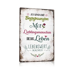 Set of 5 Tin Sign Sayings - Geh deinen Weg - Freundinnenen sind wie Sterne - Begegnungen Mit Lieblingsmenschen - Vintage Sign Wall Decoration Metal Sign Door Sign Gift 20 x 30 cm