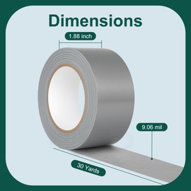 AISIMEE 12-Pack 9 Mil Duct Tape Heavy Duty Waterproof, 1.88inch X 30yards Sliver Duct Tape Bulk,Strong Adhesive Flexible, No Residue, Easy Tear by Hand, All-Weather, for Indoor & Outdoor Repairs