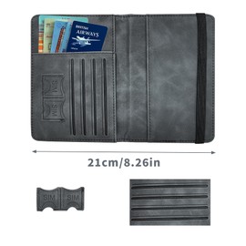 Passport Holder Cover Travel Wallet Organiser, Passport Case with RFID Blocking, PU Leather Travel Document Holder for Men & Women Travel Accessories (Grey)
